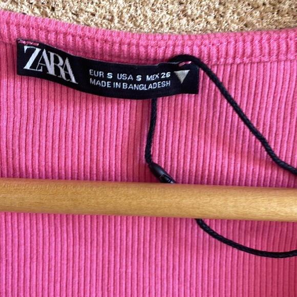 Zara Ribbed Draw-String Crop Tee Size S - Picture 6 of 9